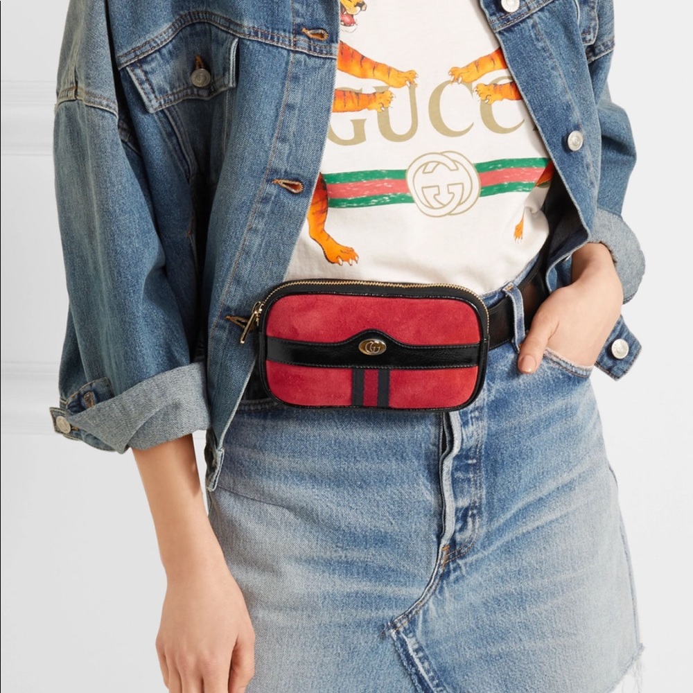 Gucci ophibia red suede belt bag